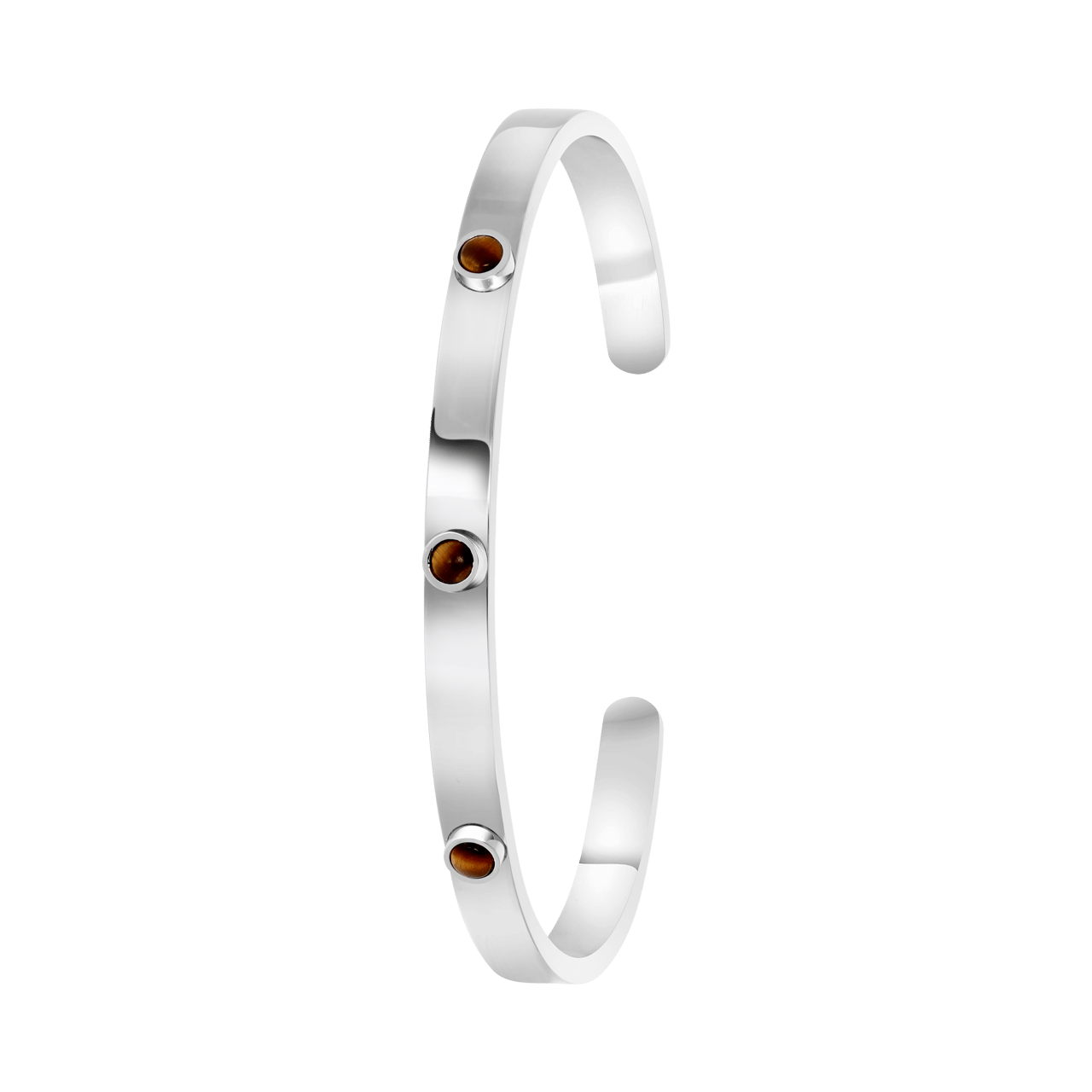 Gerecycled stainless steel armband bangle met tiger eye stenen