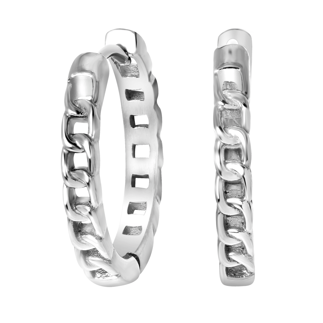 Gerecycleerd stalen oorbellen gourmetschakel