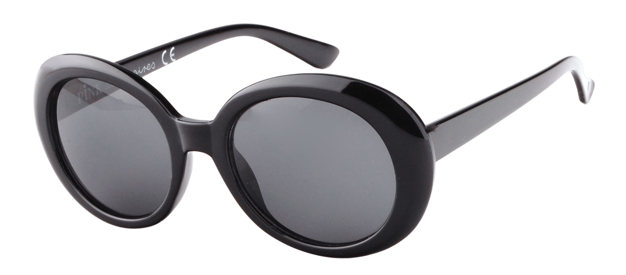 Schwarze Sonnenbrille mit runden dunklen Gläsern