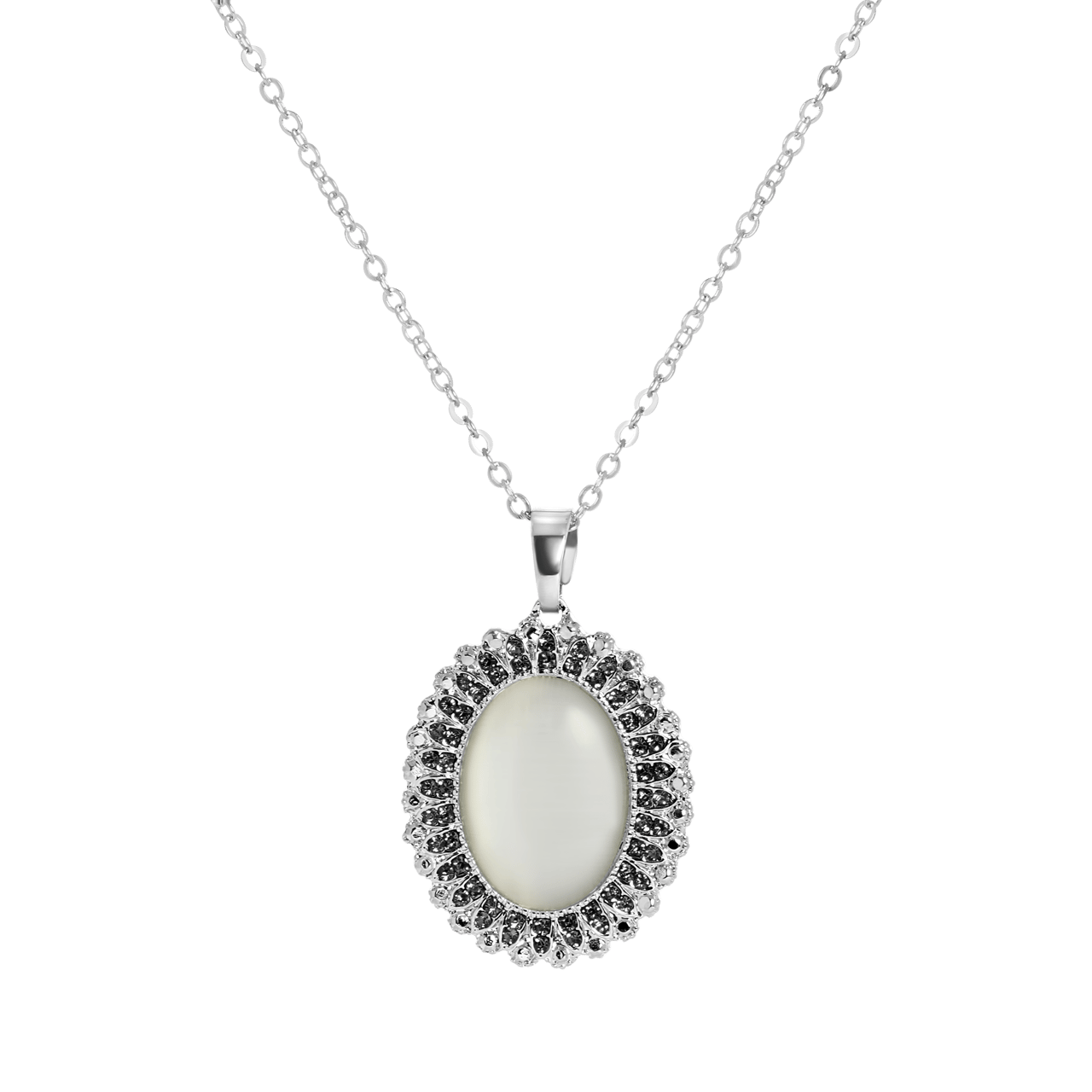 Zilverkleurige byoux ketting met hanger cameo