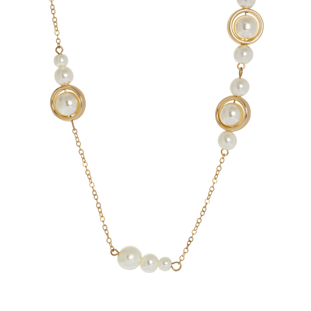 Goudkleurige byoux ketting met imitatieparels