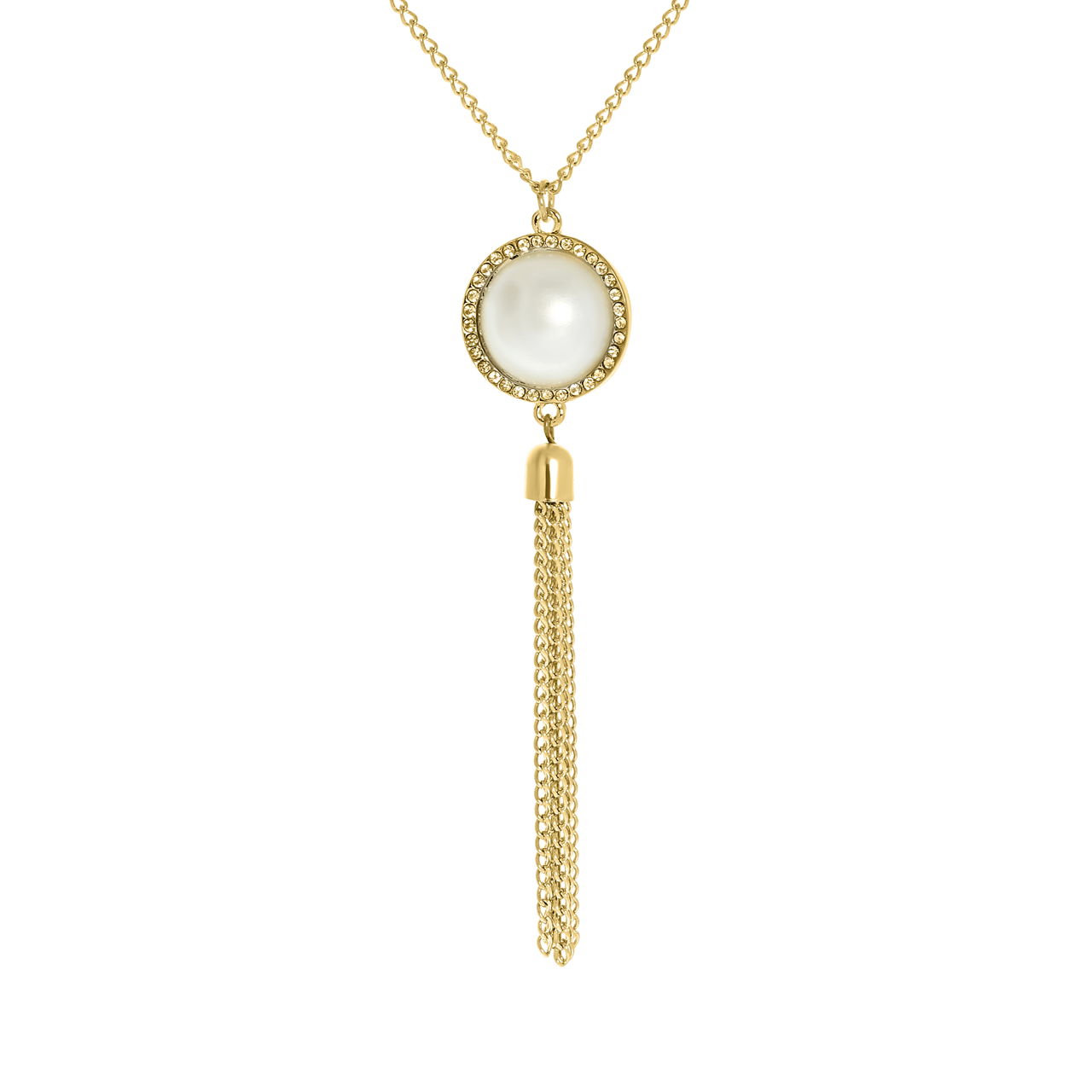 Goudkleurige byoux ketting hanger imitatieparel