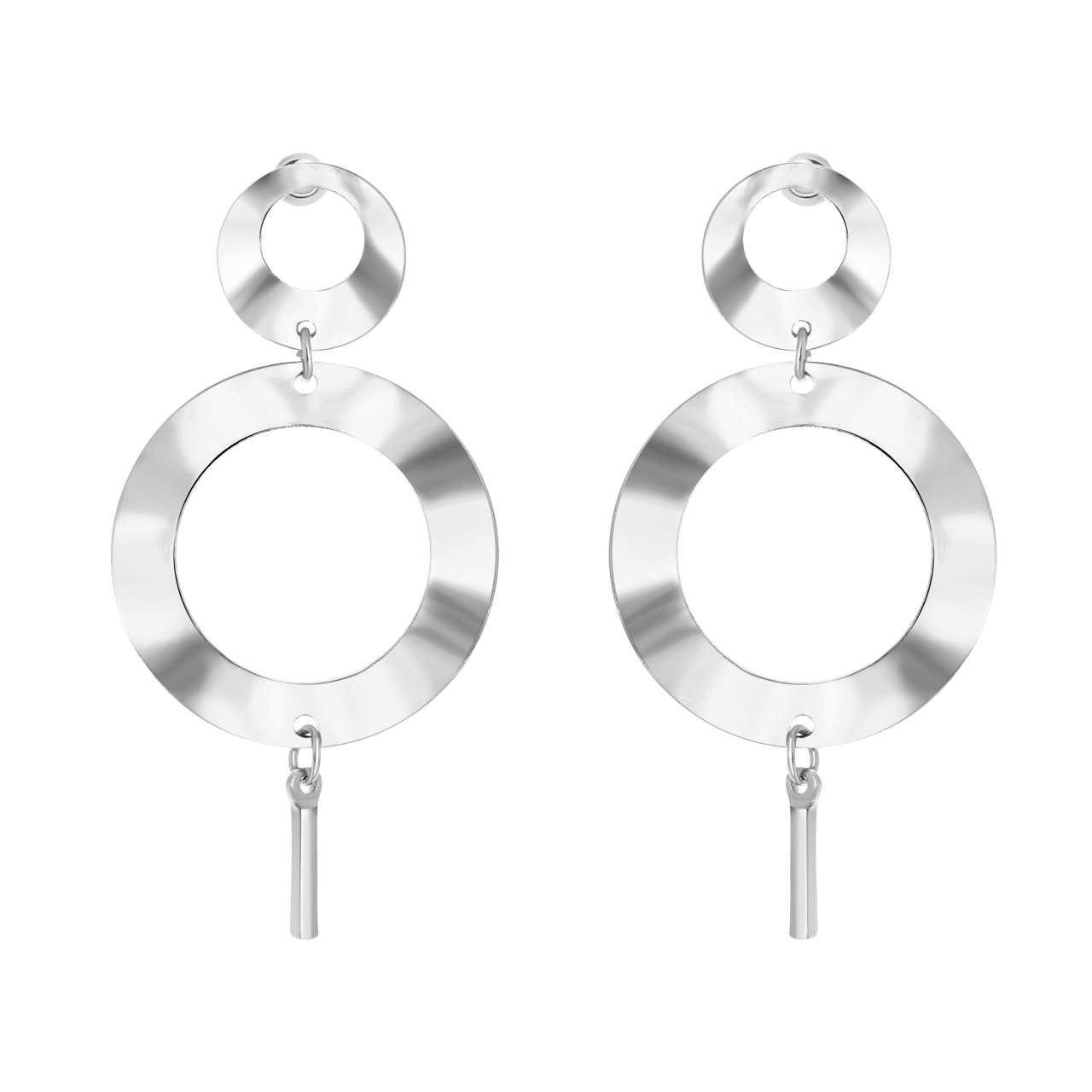 Zilverkleurige byoux oorbellen rond