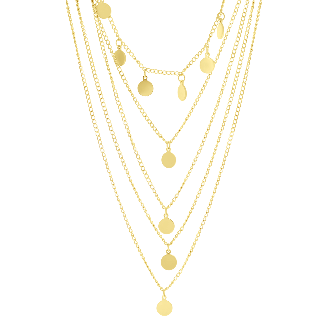 Goudkleurige byoux ketting multi met muntjes