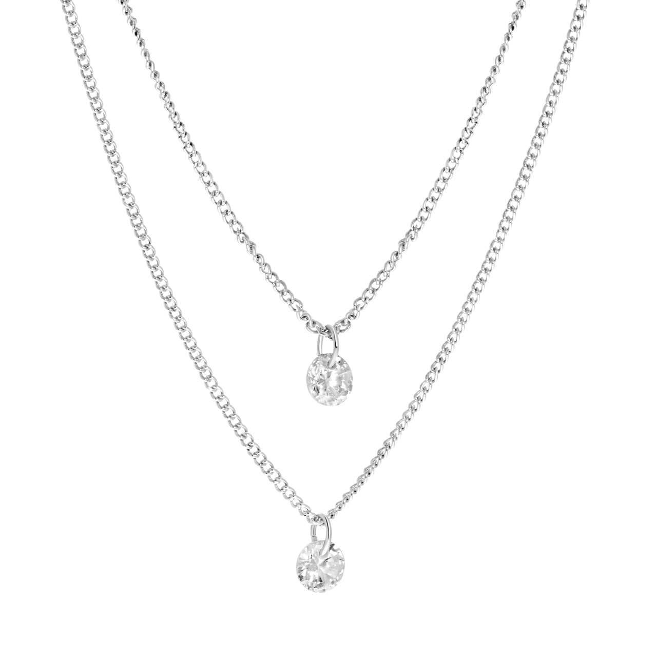 Zilverkleurige byoux ketting met zirkonia