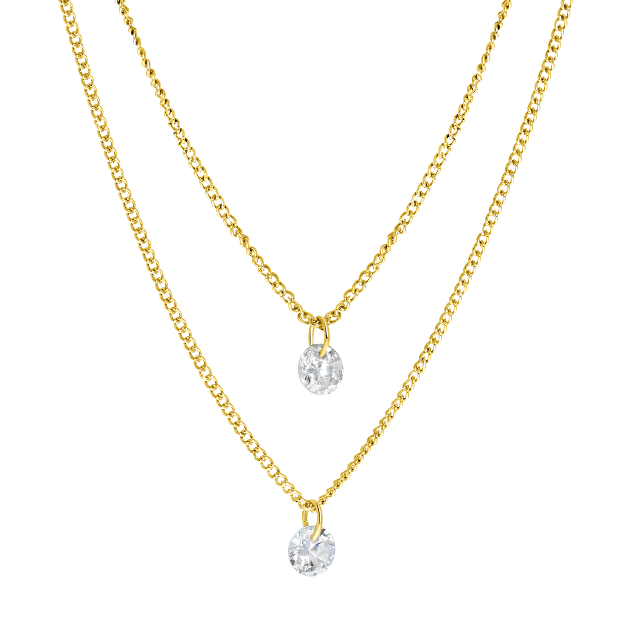 Bijoux goudkleurige ketting met hanger met zirkonia voor dames