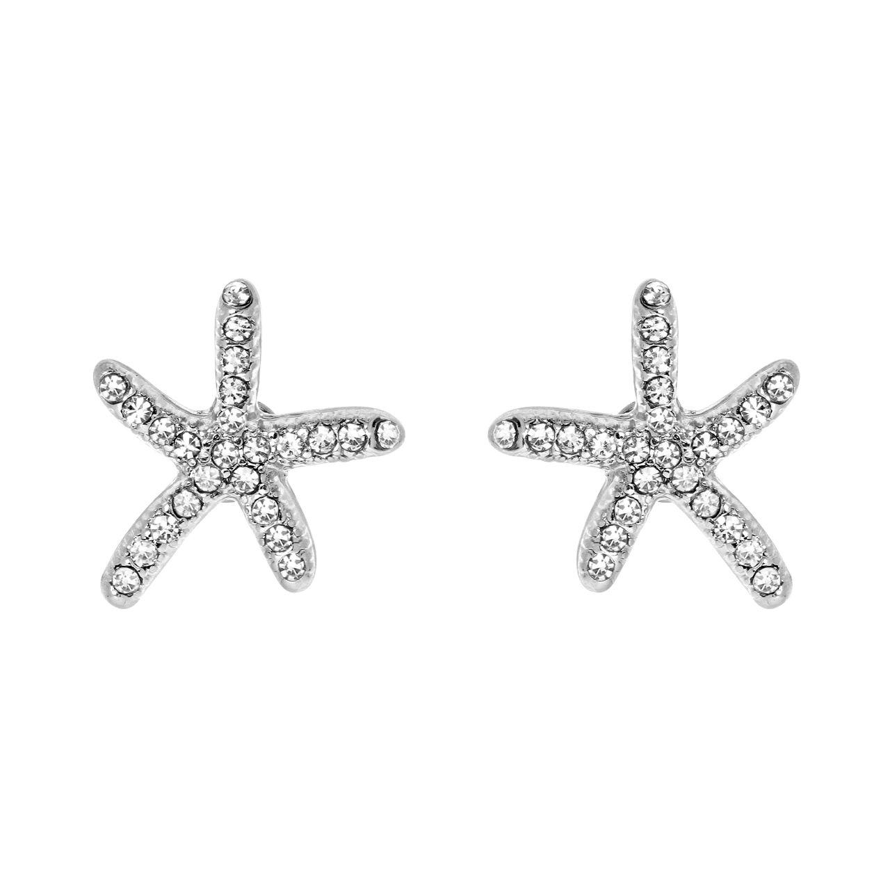 Zilverkleurige byoux oorbellen met zeesterren