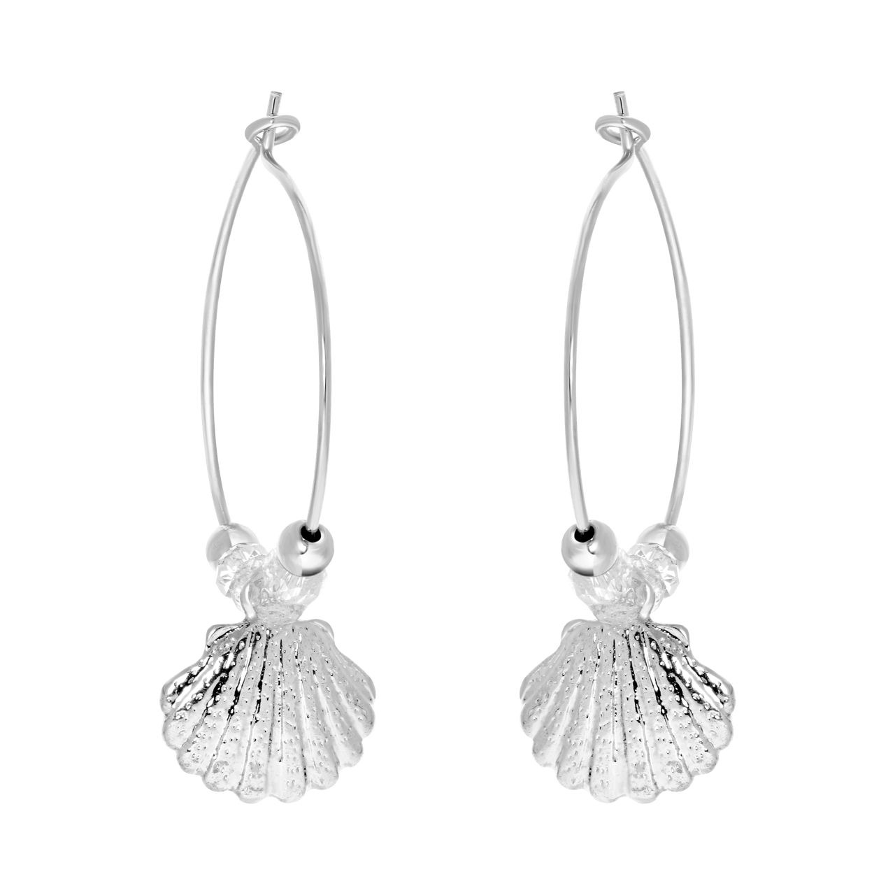 Bijoux zilverkleurige oorringen met hanger voor dames