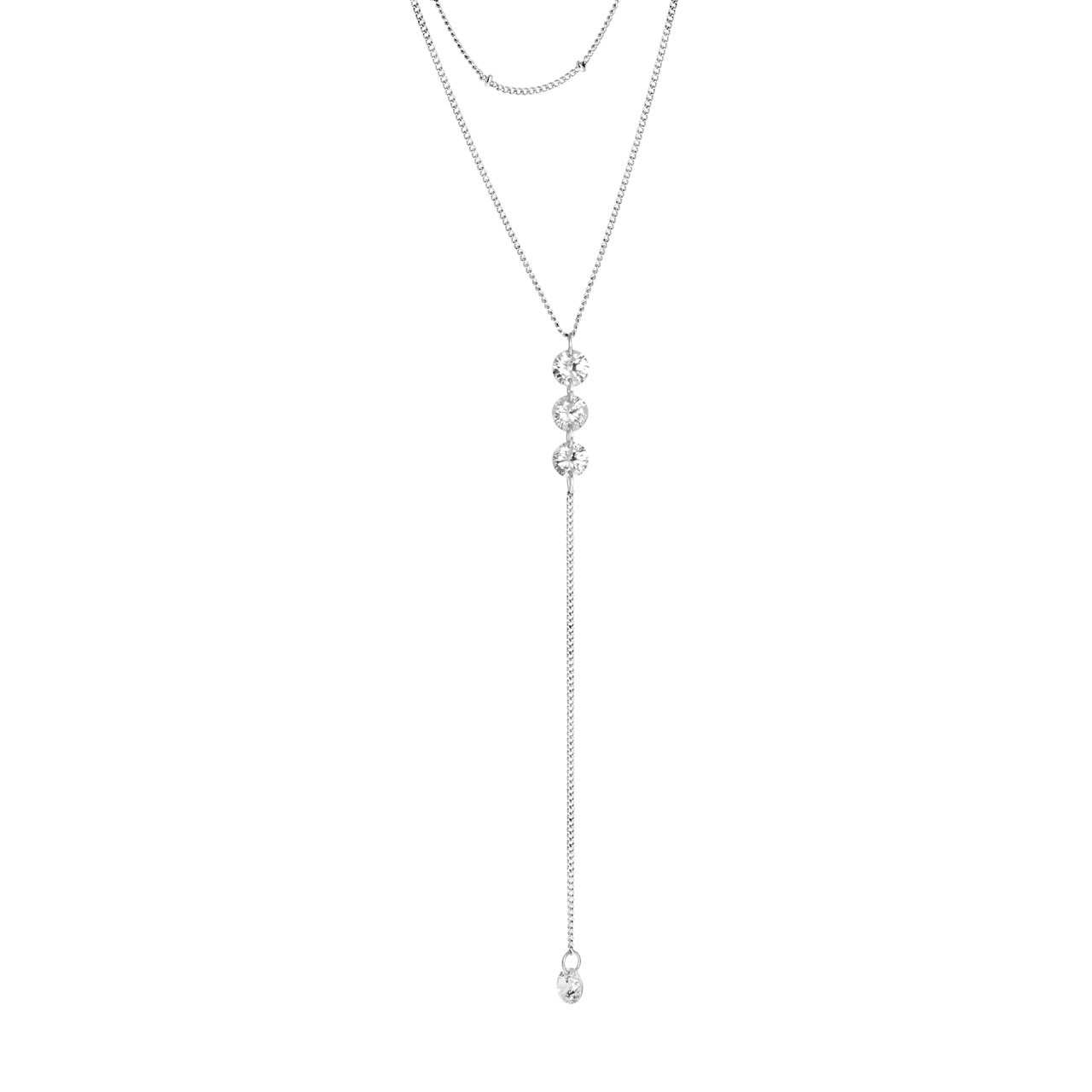 Zilverkleurige multi byoux ketting met zirkonia