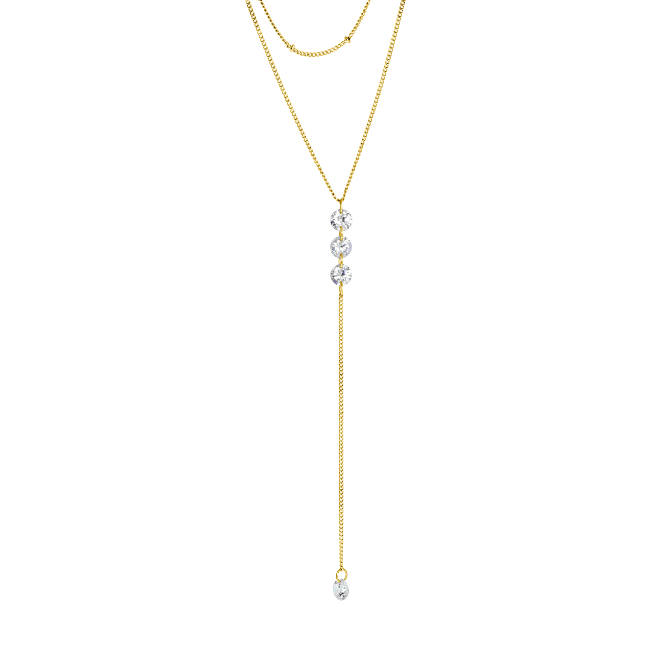 Goudkleurige multi byoux ketting met zirkonia