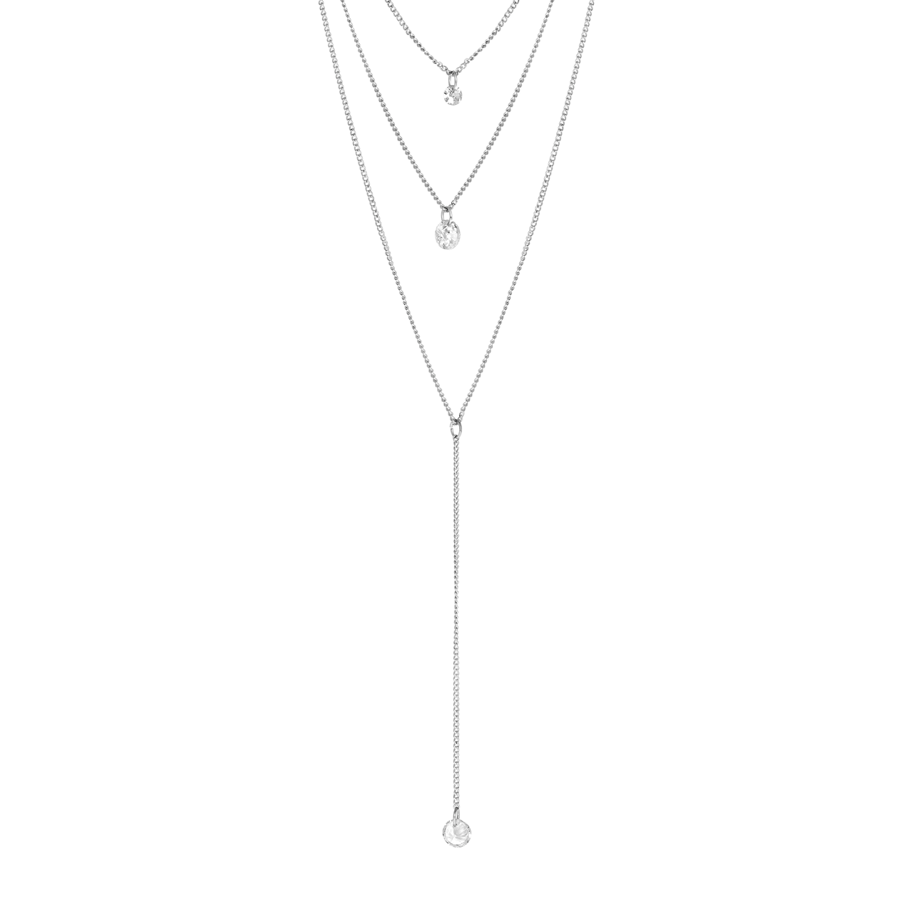 Zilverkleurige multi byoux ketting met zirkonia