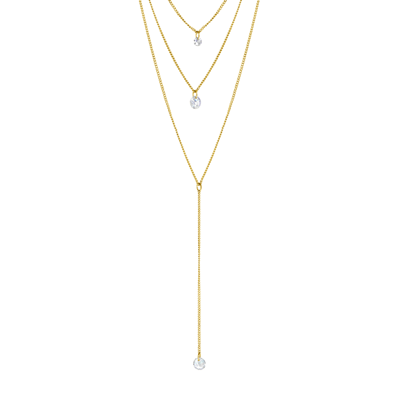 Goudkleurige multi byoux ketting met zirkonia