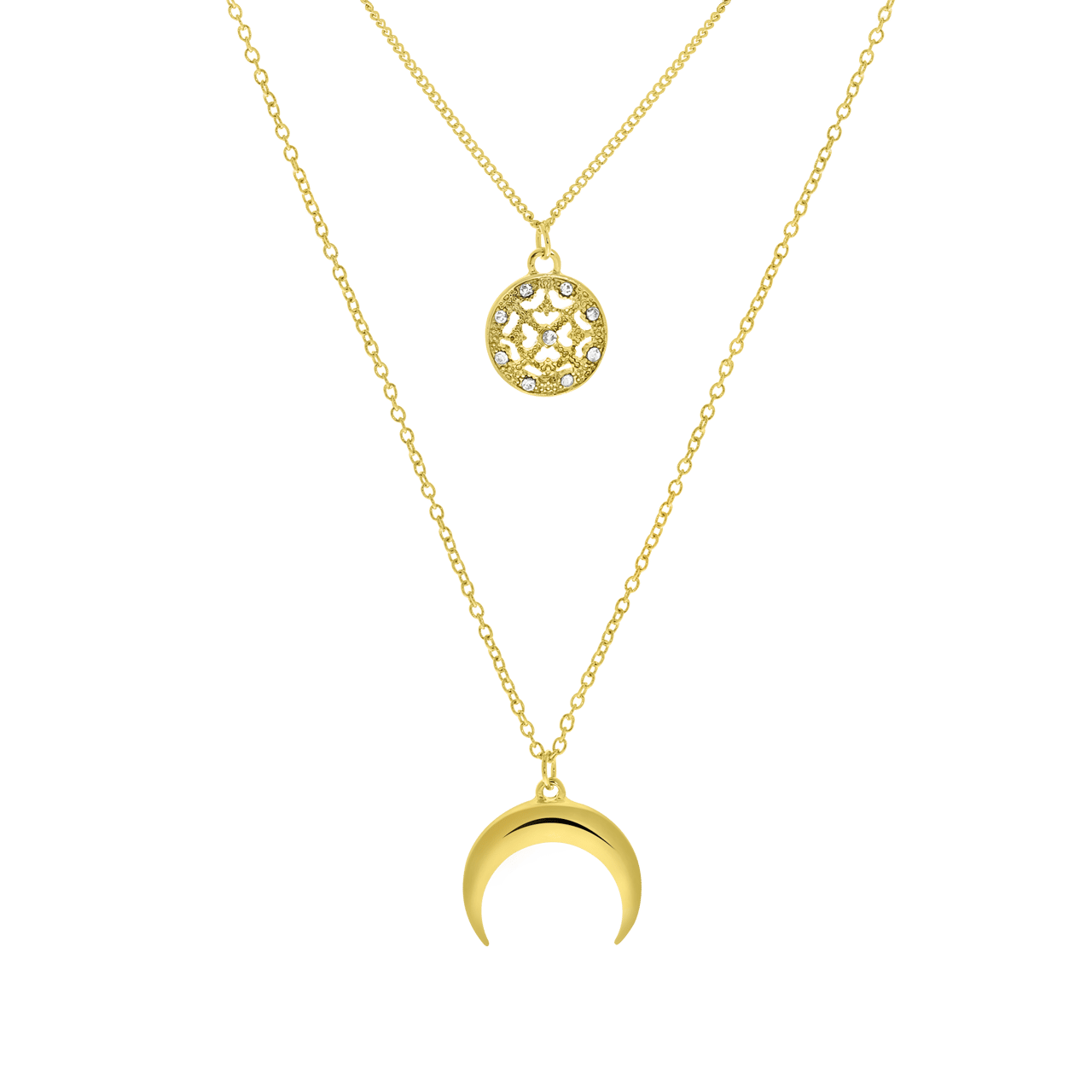 Goudkleurige multi byoux ketting met hangers