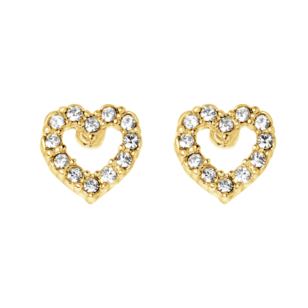 Bijoux goudkleurige oorknoppen hart met strass voor dames