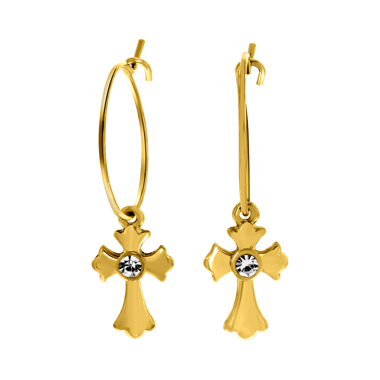 Goudkleurige byoux oorbellen kruisje