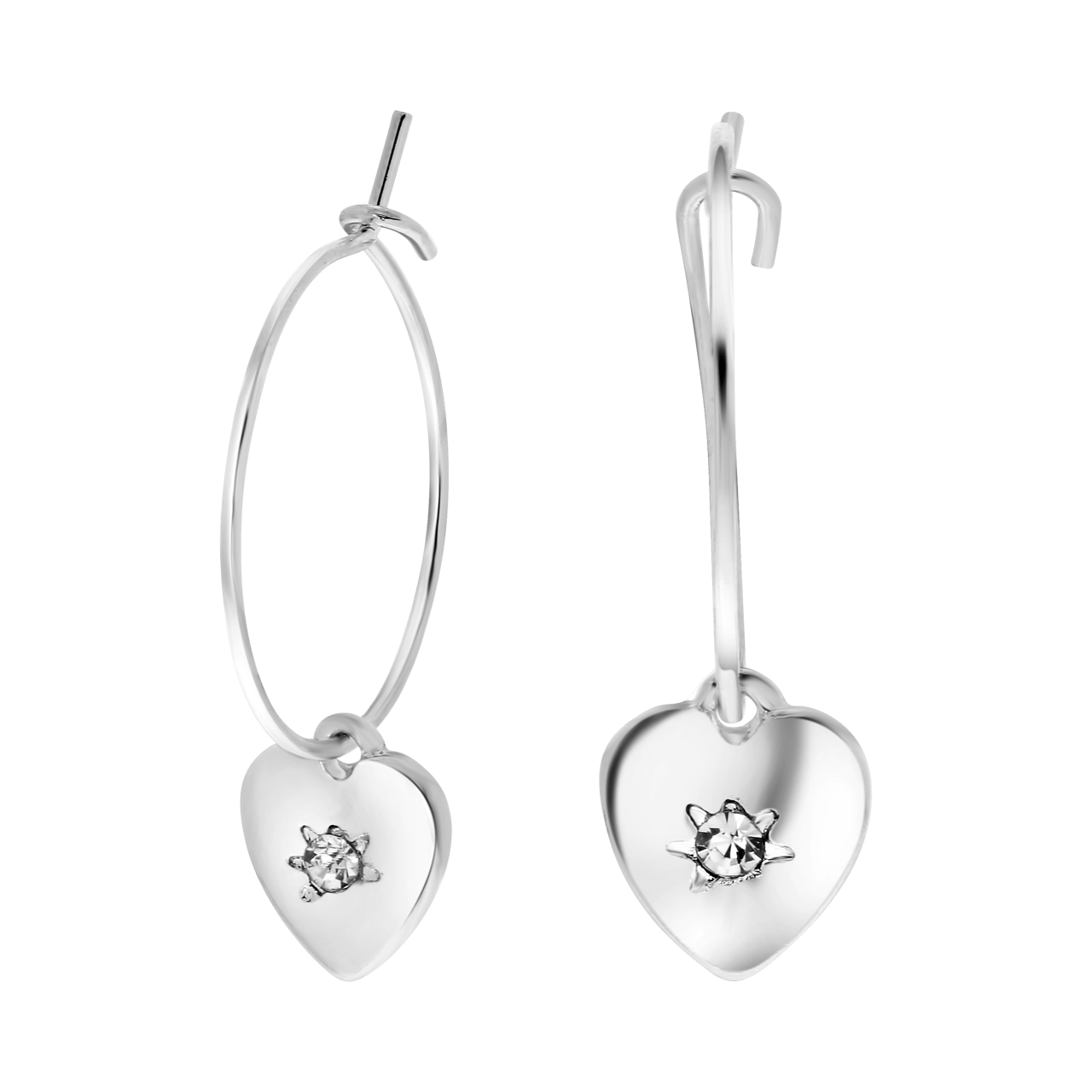 Zilverkleurige bijoux oorbellen hart