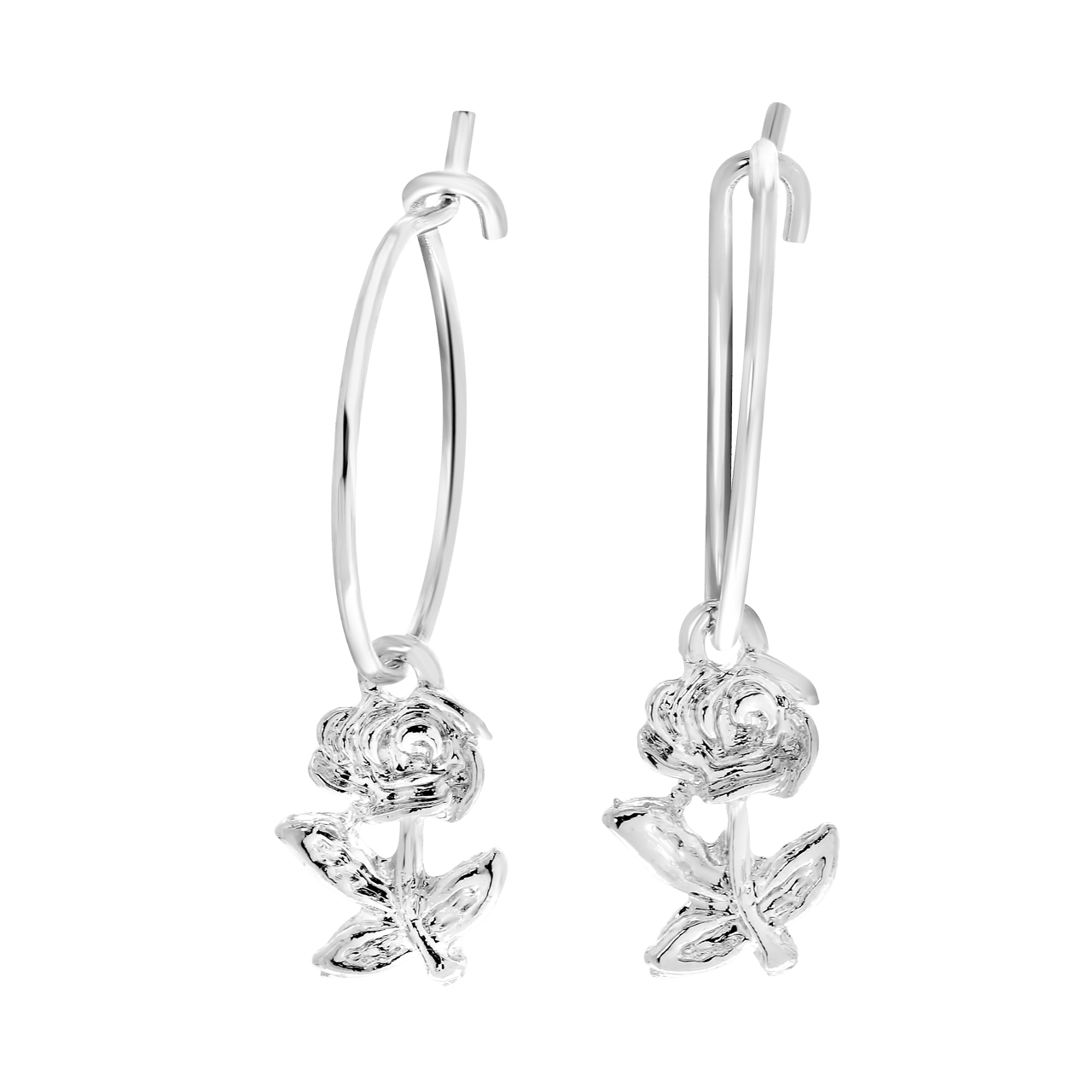 Bijoux zilverkleurige oorringen met hanger bloem voor dames