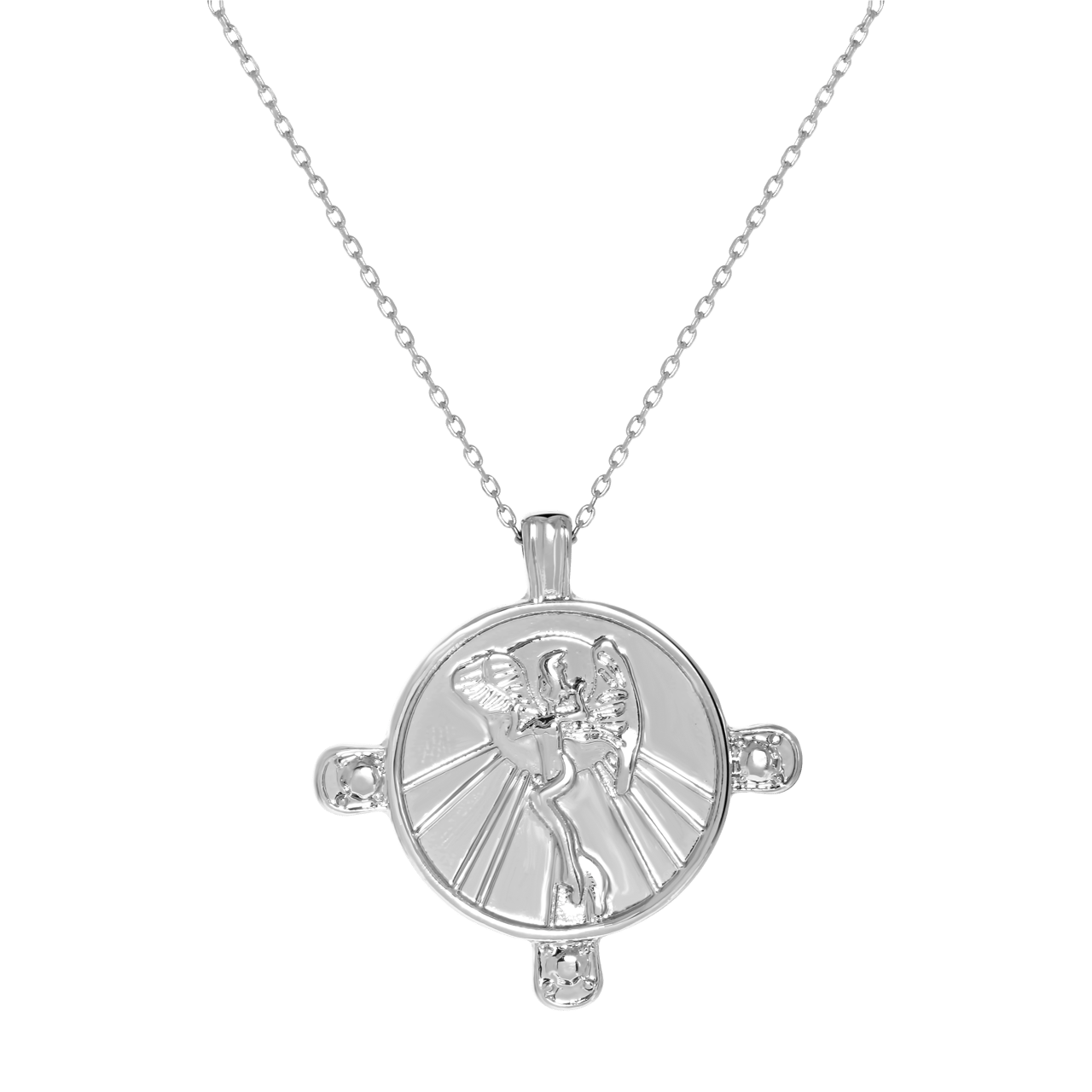 Zilverkleurige byoux ketting munt