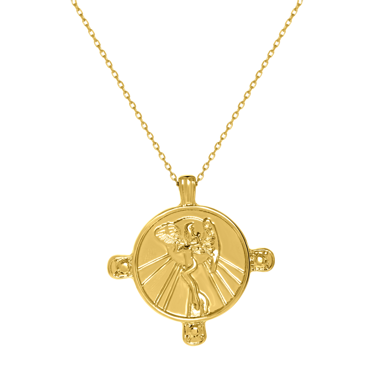 Bijoux goudkleurige ketting met hanger munt voor dames