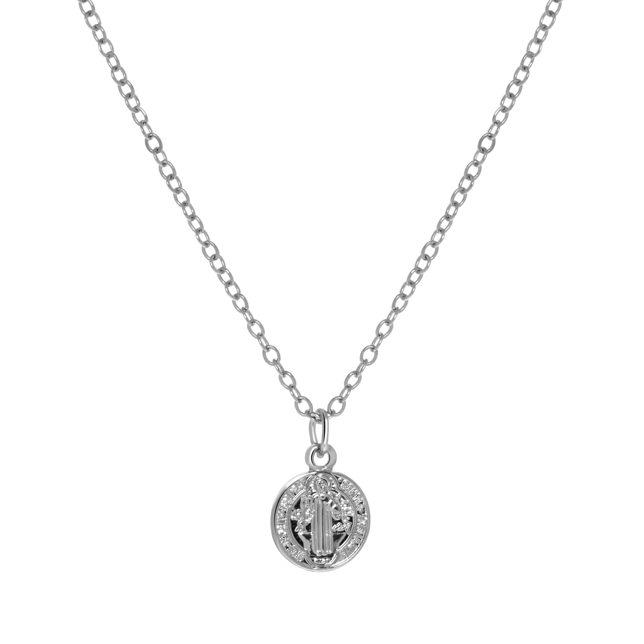 Zilverkleurige byoux ketting met munt