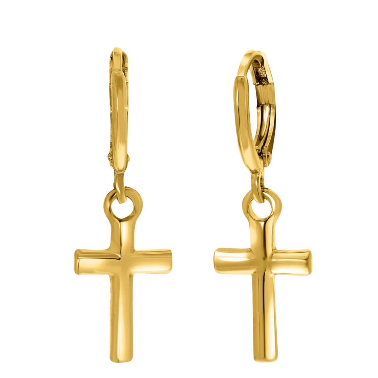 Goldfarbene Bijoux-Ohrringe, Kreuz