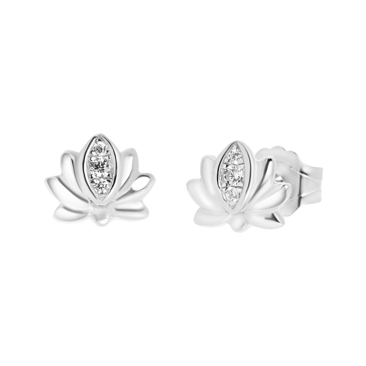 Ohrringe aus 925 Silber, Lotus mit Zirkonia