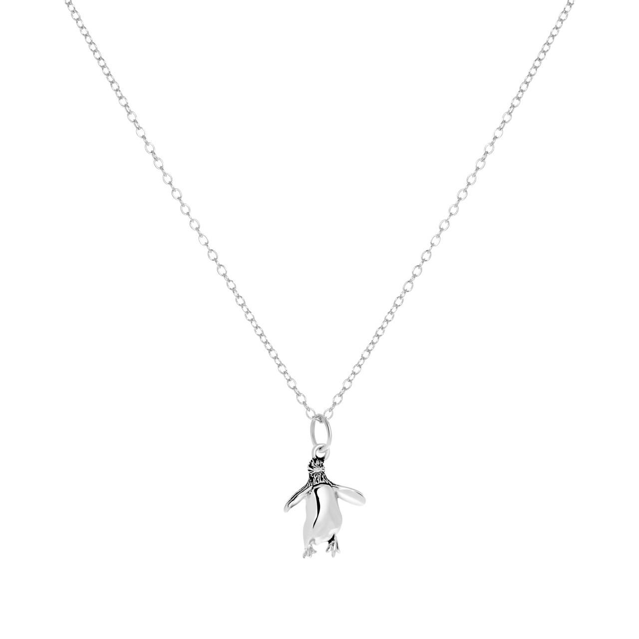 Zilveren ketting&hanger pinguin