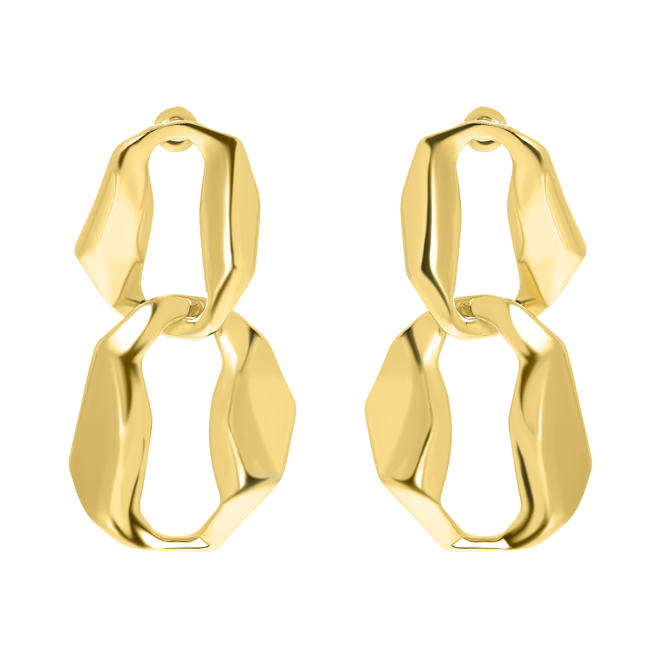 Byoux goudkleurige statement oorbellen schakel