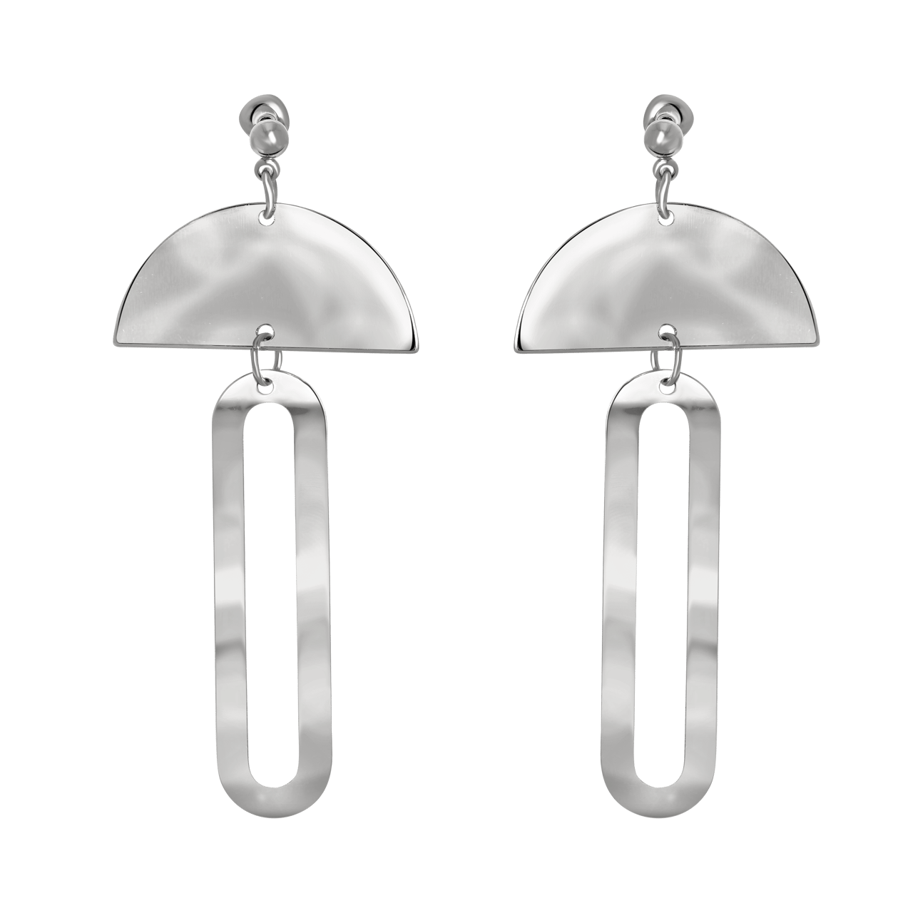 Zilverkleurige byoux oorbellen lang