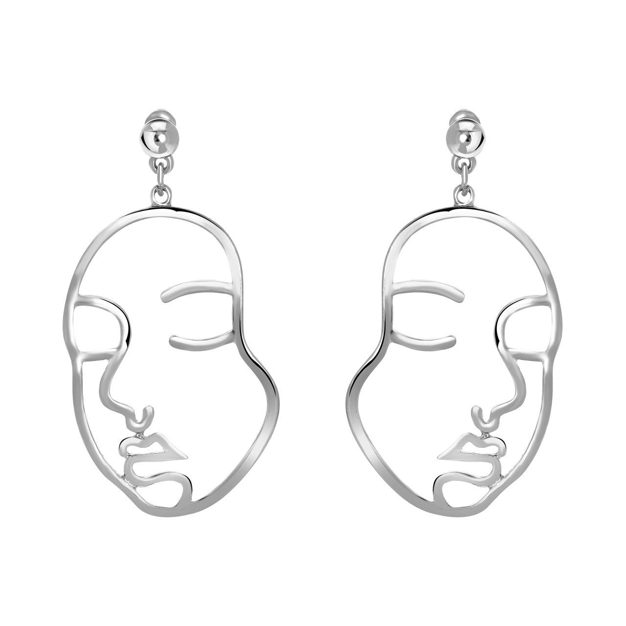 Zilverkleurige byoux oorbellen gezicht
