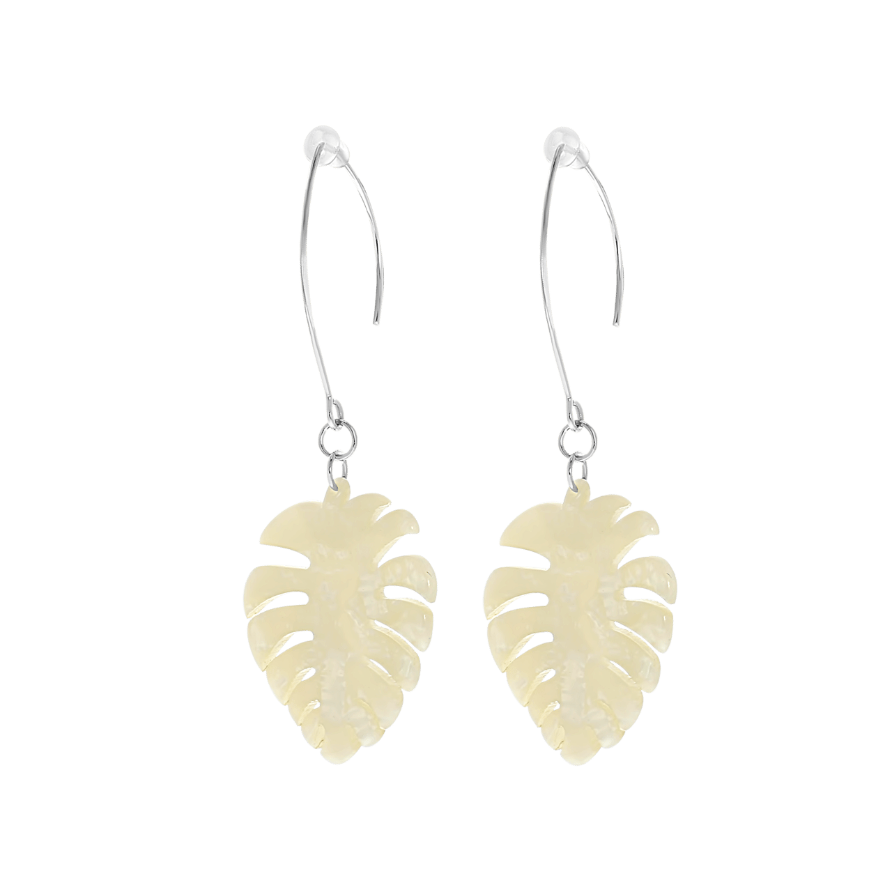 Byoux oorbellen blad beige