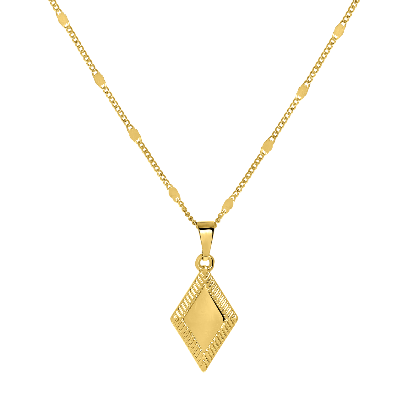 Goudkleurige byoux ketting hanger ruit