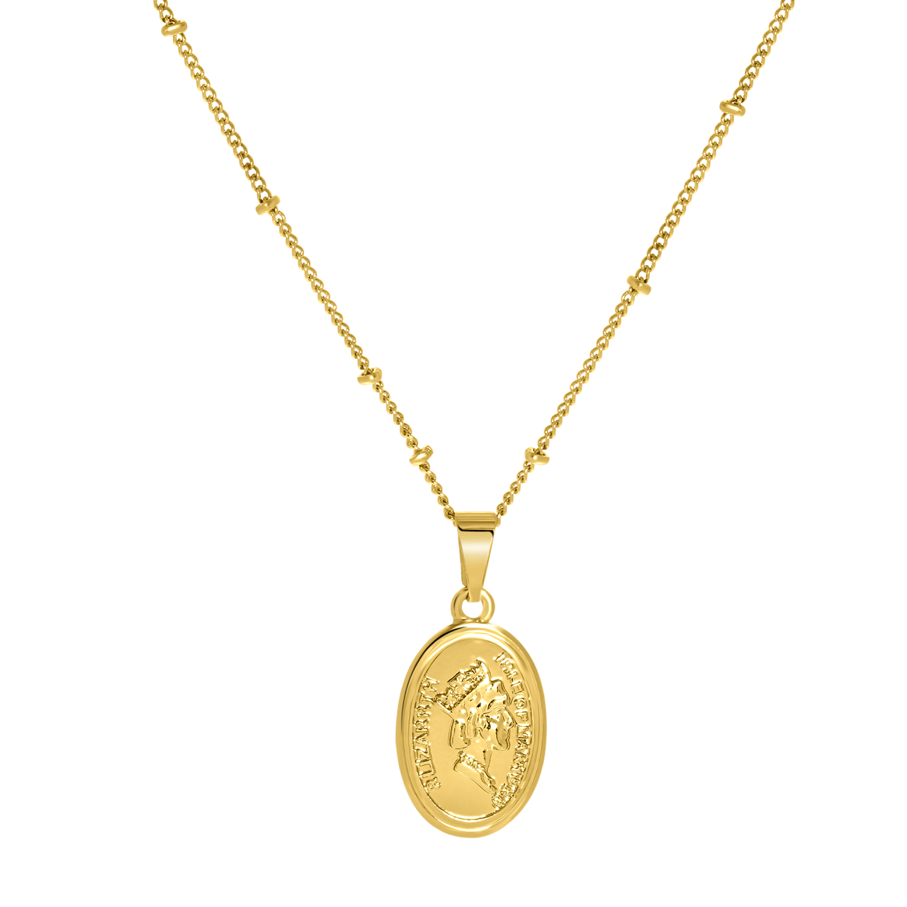 Goudkleurige byoux ketting met ovale munt