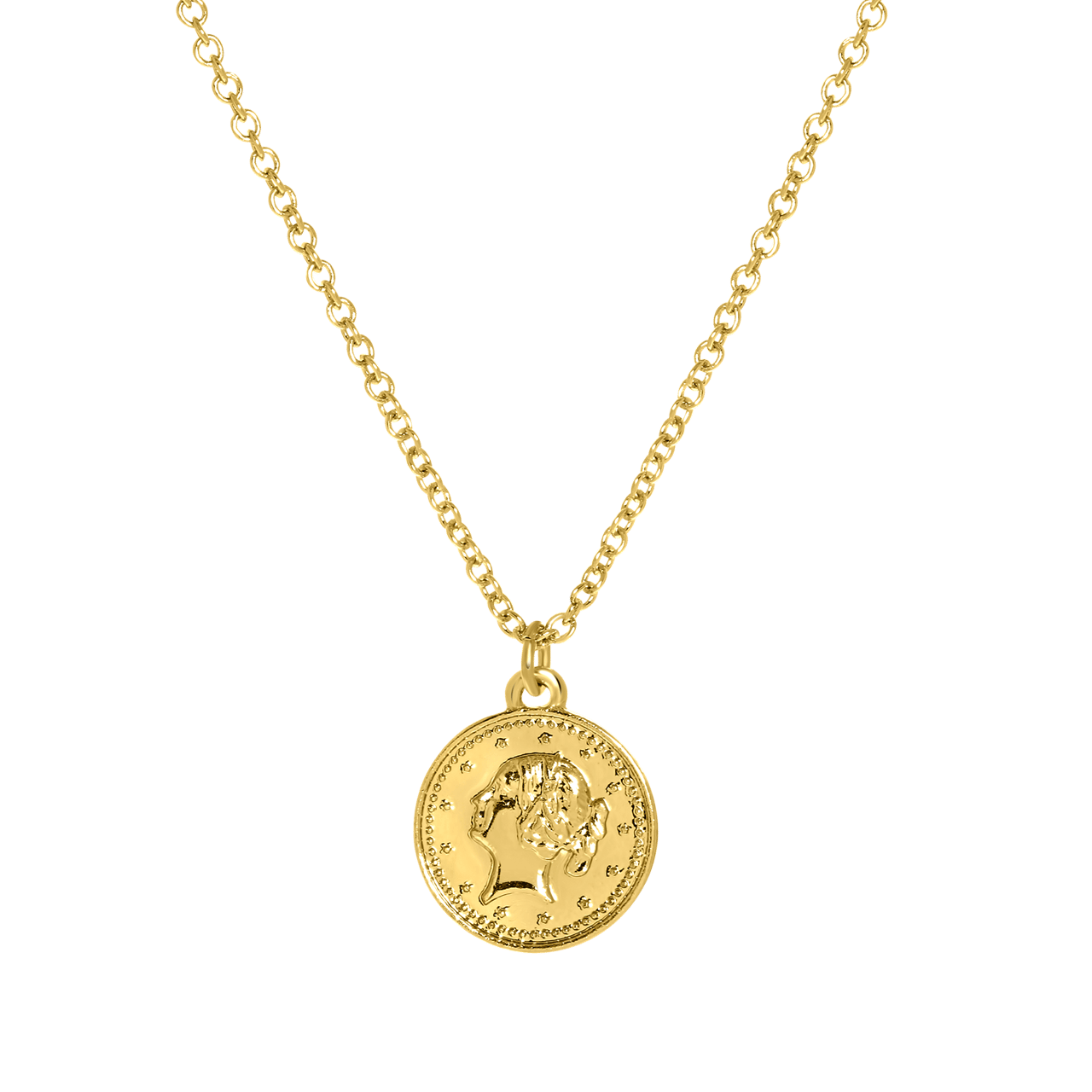 Goudkleurige byoux ketting met munt