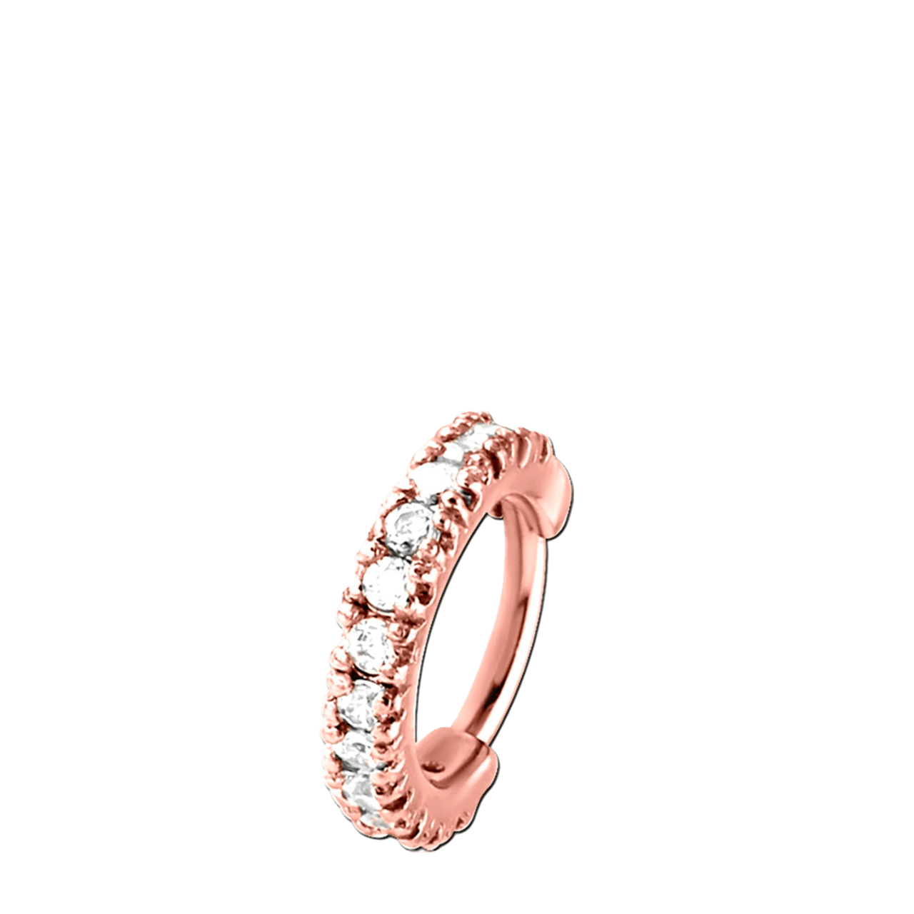 Helix-Piercing aus rotvergoldetem Edelstahl, Clicker, mit Zirkonia