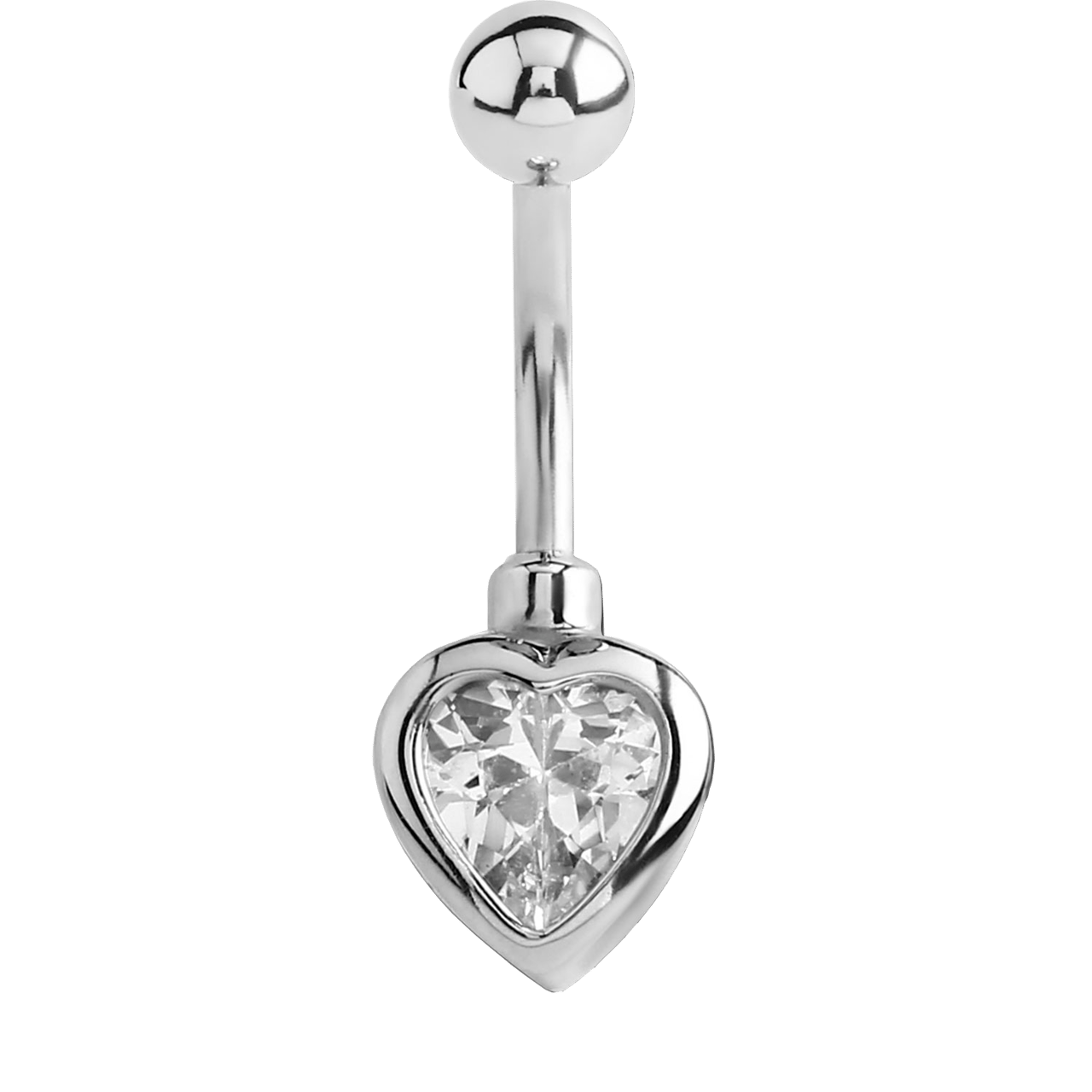 Stalen navelpiercing hart kristal