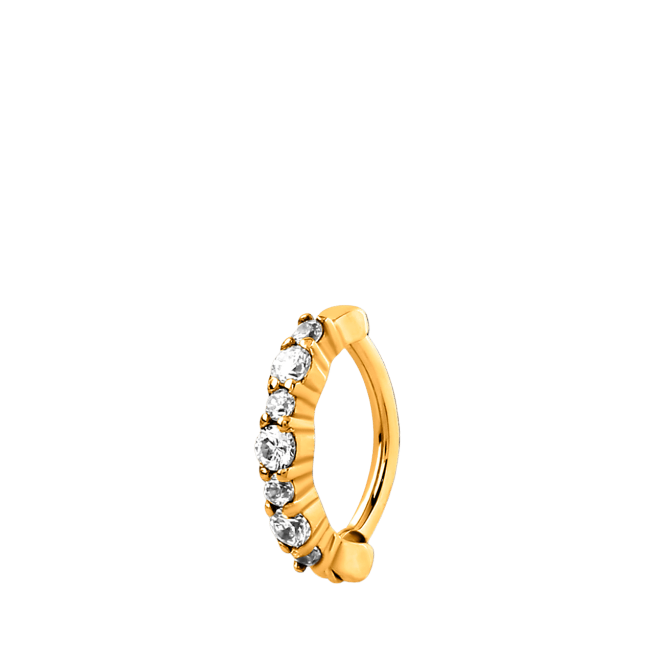 Stalen helixpiercing goldplated clicker kristal
