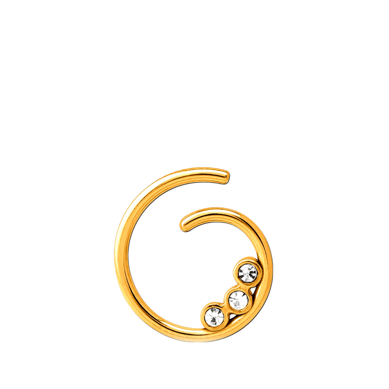 Stainless steel goldplated piercing met kristal voor dames