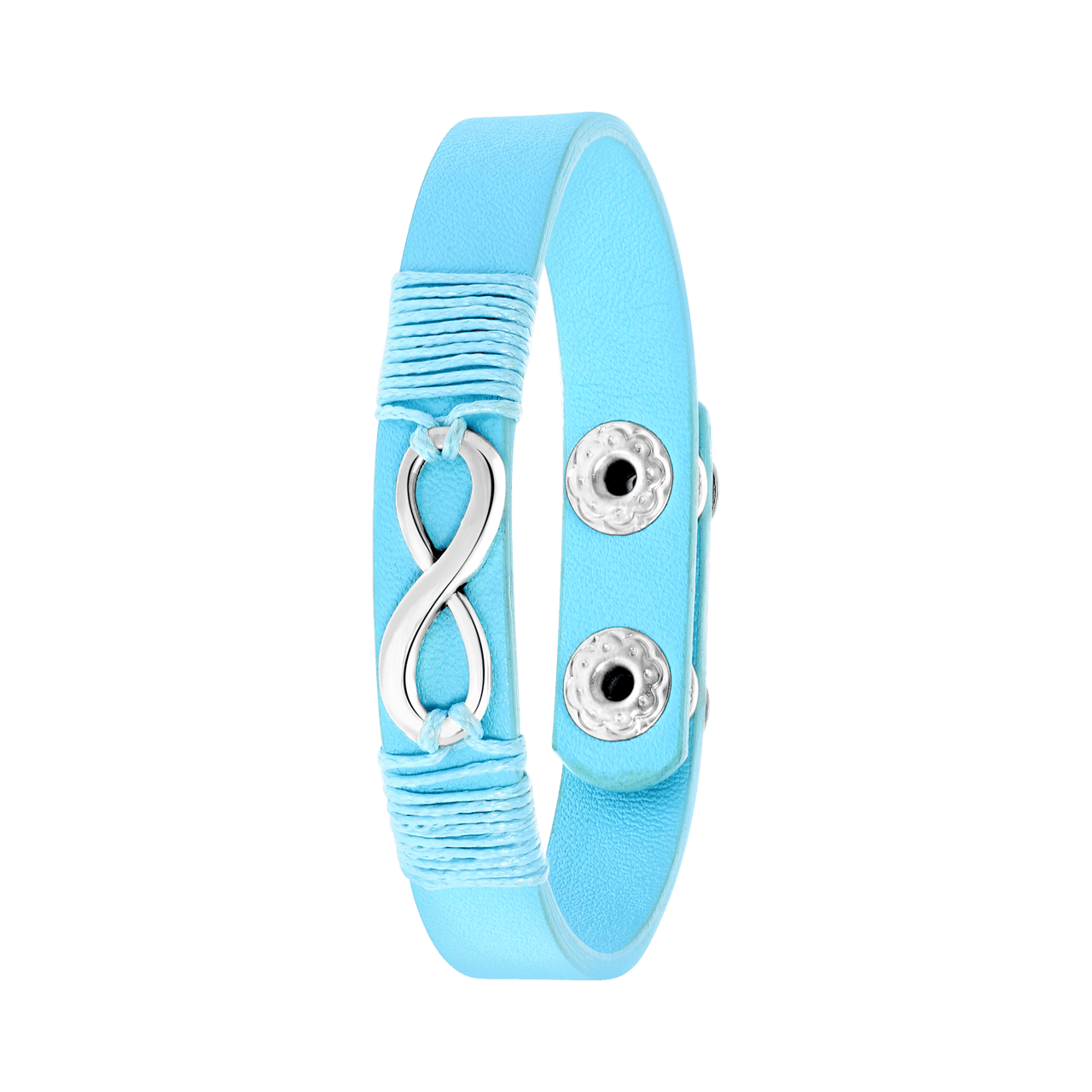 Blauwe byoux armband met infinity bedel