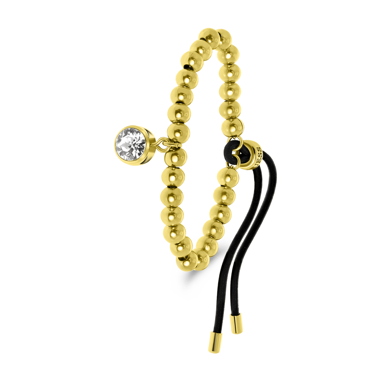Guess stalen goldplated kralenarmband met hanger met kristal voor dames