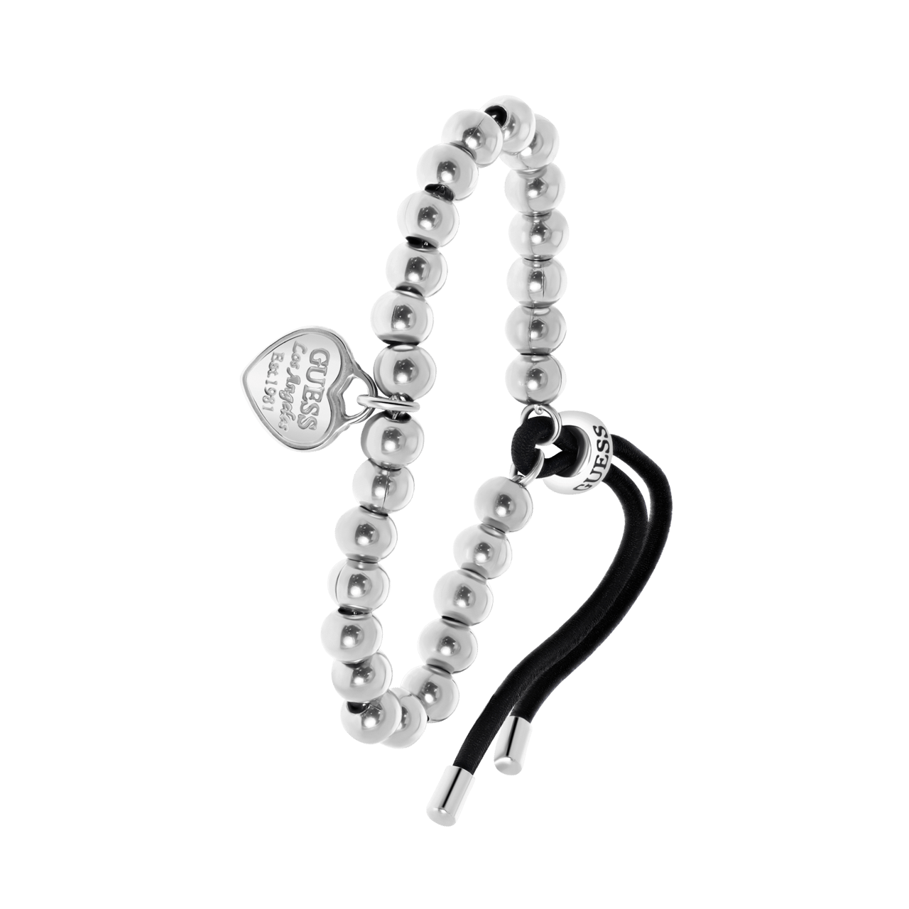 Edelstahlarmband von Guess, Herzanhänger mit Logo