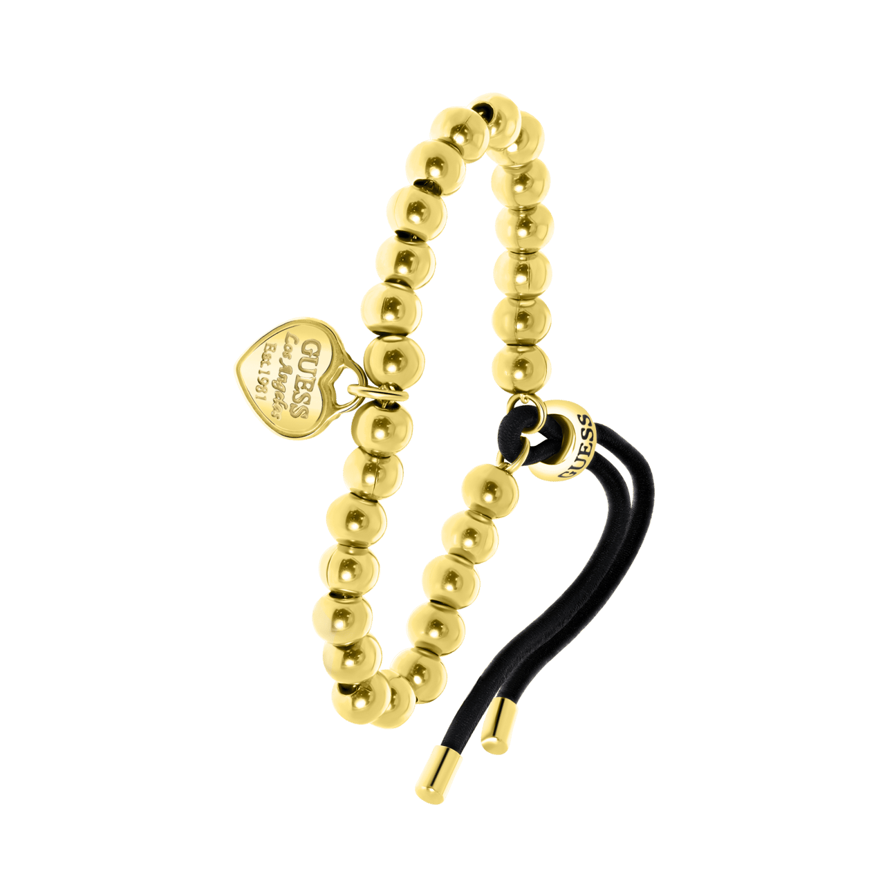 Guess stalen goldplated kralenarmband met hanger hart voor dames