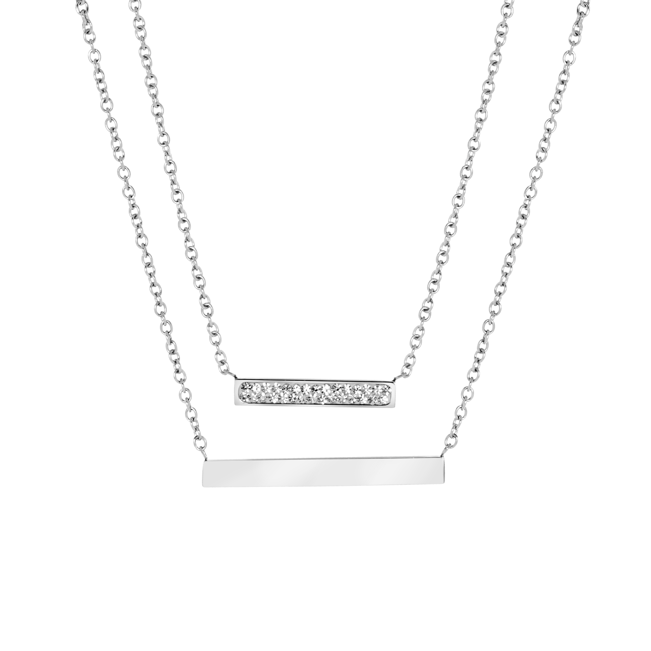 Stalen ketting layering bar met kristal