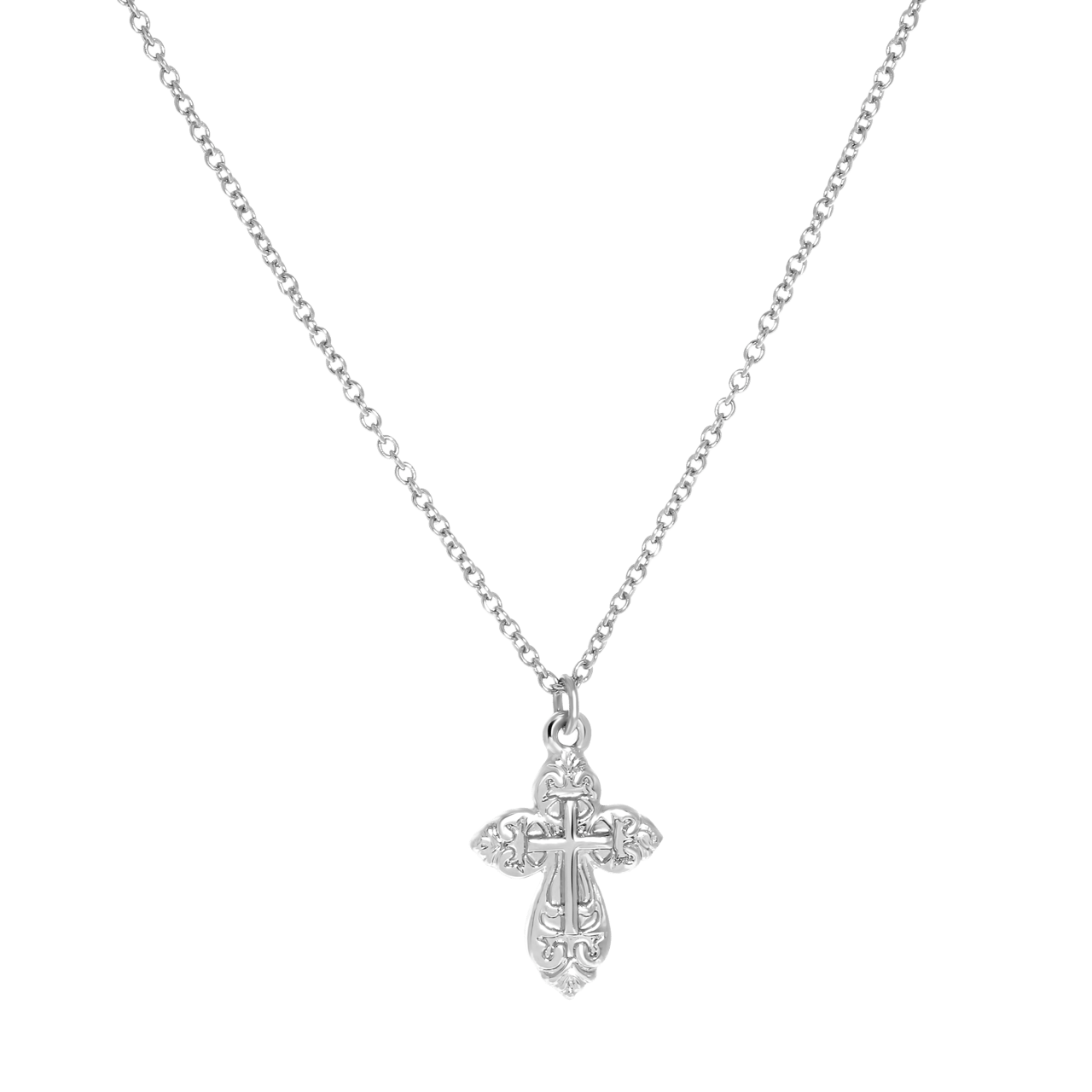 Bijoux zilverkleurige ketting met hanger kruis voor dames