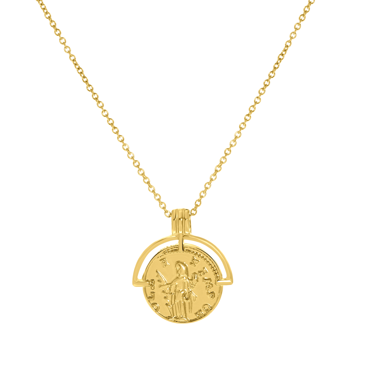Bijoux goudkleurige ketting met hanger munt voor dames