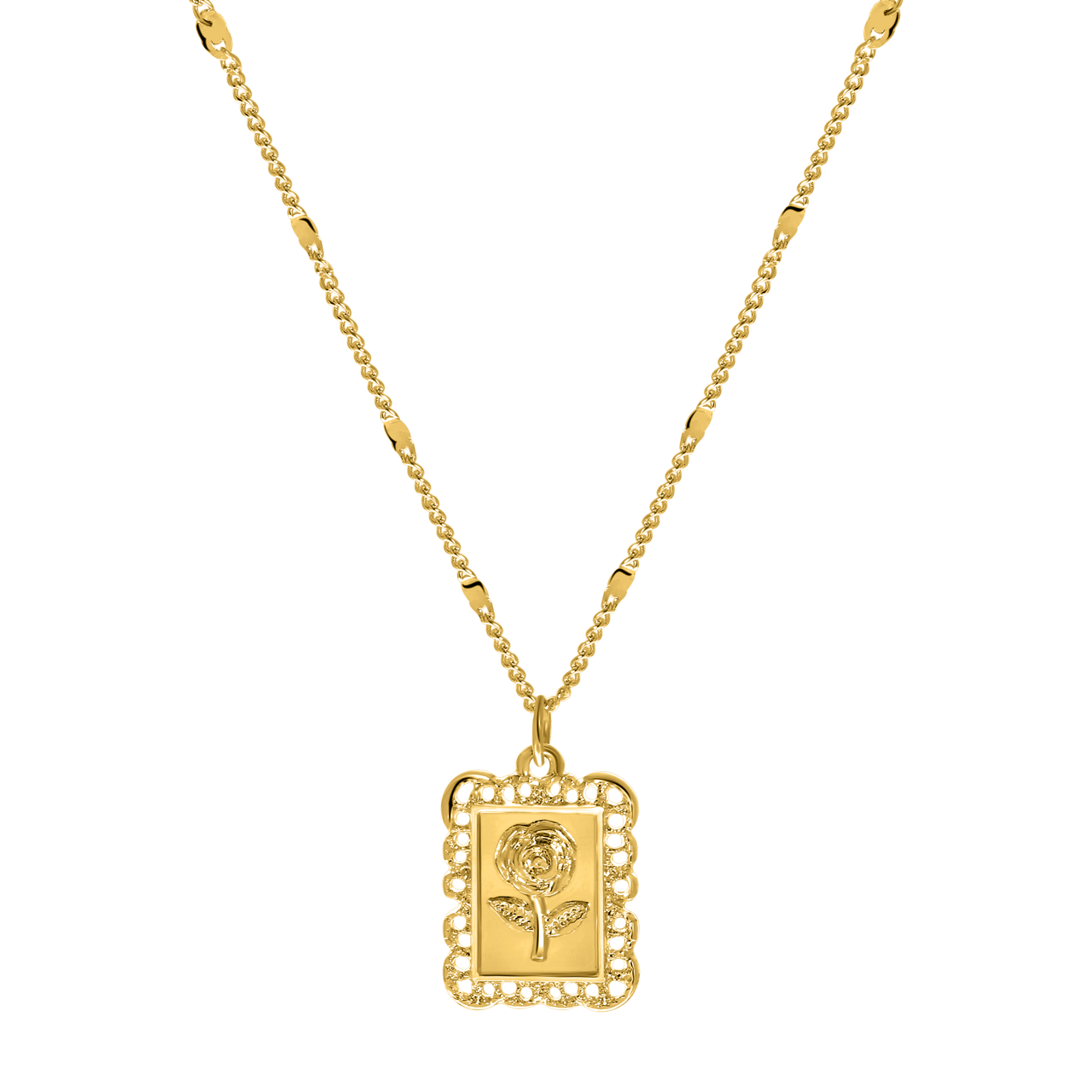 Bijoux goudkleurige ketting met hanger roos voor dames