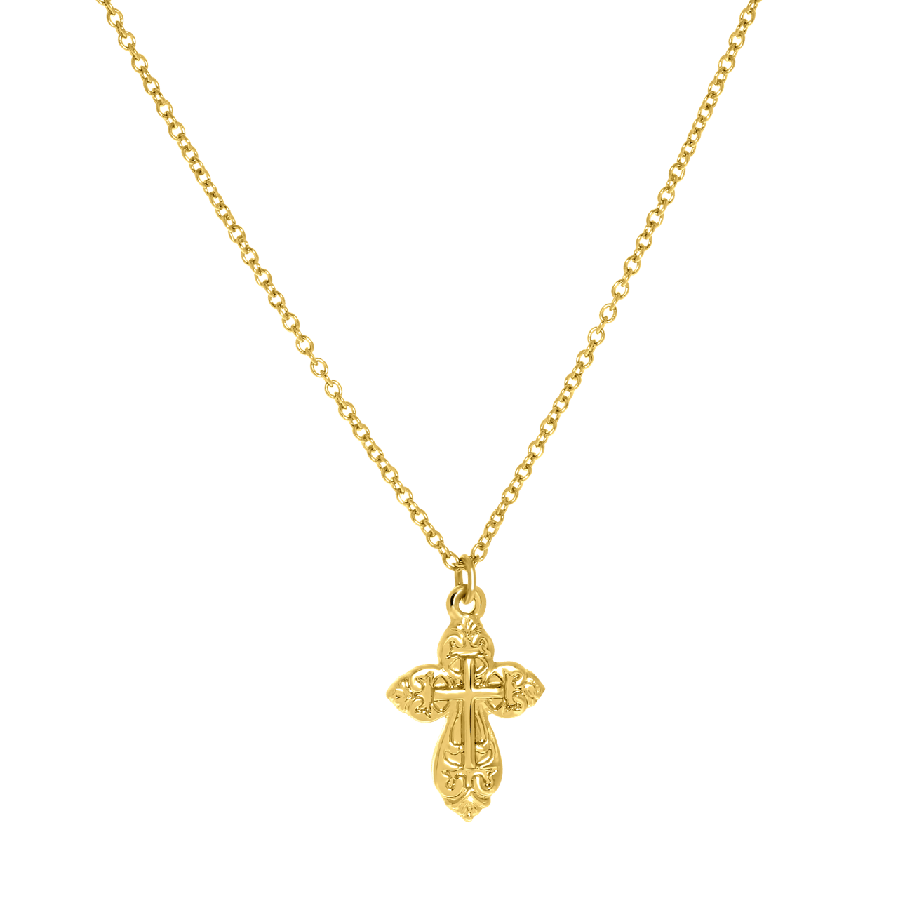 Goudkleurige byoux ketting met hanger kruis