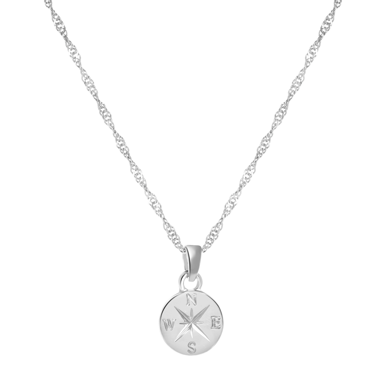 Zilverkleurige byoux ketting met hanger kompas