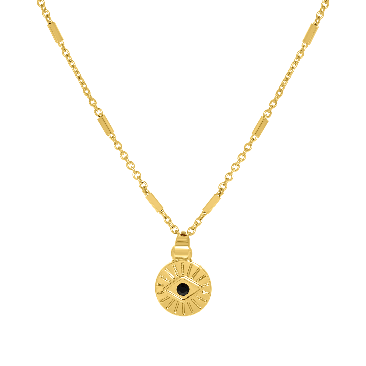 Goudkleurige byoux ketting met hanger oog