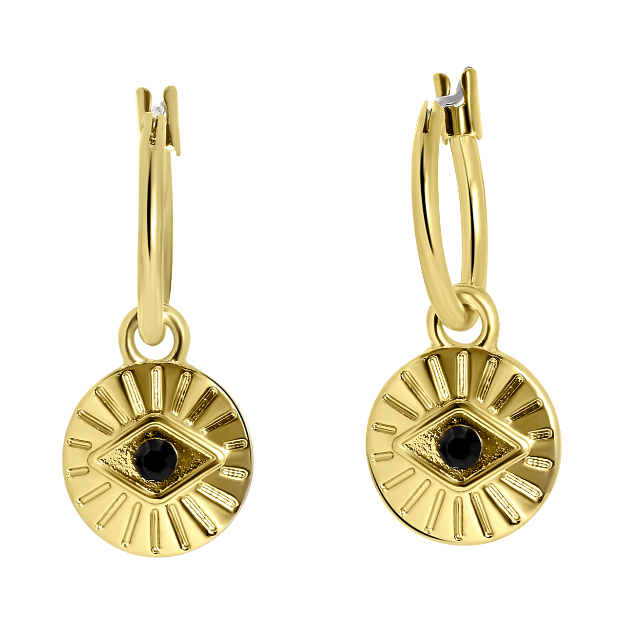 Goudkleurige byoux oorbellen met hanger oog